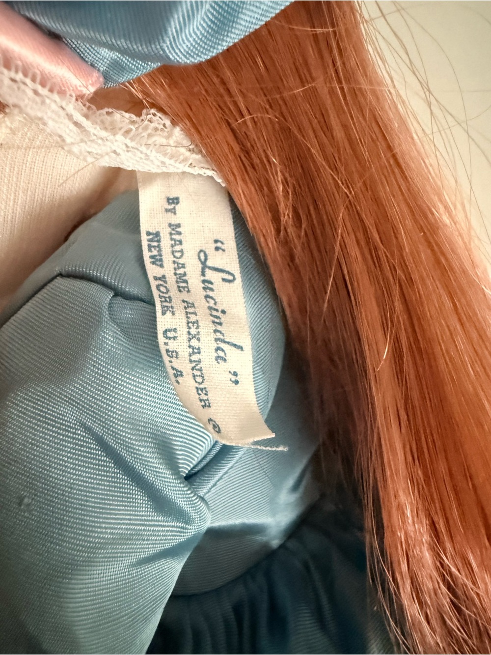 Madame Alexander vintage Blue Dress Porcelain Doll with Pink Ribbon & Parasol - Picture 3 of 3